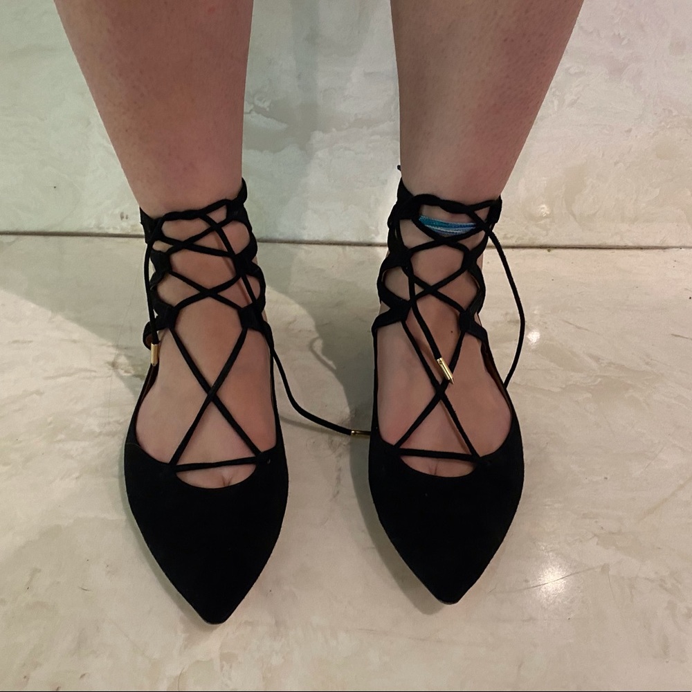 Aquazzura Firenze Vero Cuoio Black Flats